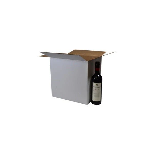 SAMPLE - RSC Shipping Carton 12 Bottle Wine 310mm High - Kraft White - INSERTS SOLD SEPARATELY [700-24675]