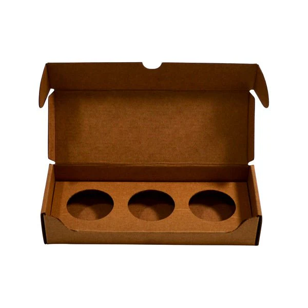 SAMPLE - Small Candle 3 Tin Pack with Attached Insert - Kraft Brown - Image 3