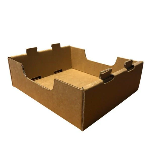 SAMPLE - Small Heavy Duty Stackable Cardboard Catering and Storage Tray (One Piece Self Locking) - Kraft Brown