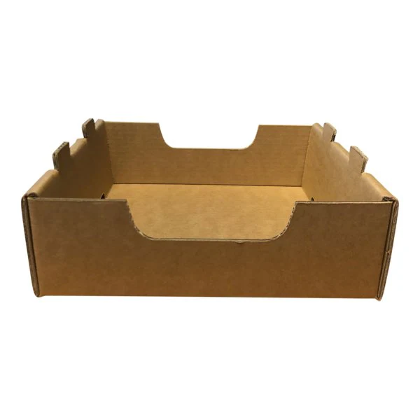 SAMPLE - Small Heavy Duty Stackable Cardboard Catering and Storage Tray (One Piece Self Locking) - Kraft Brown - Image 3