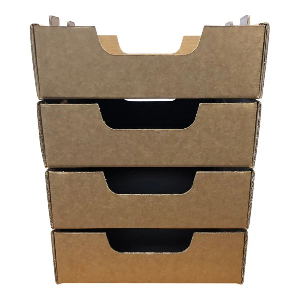 SAMPLE - Small Heavy Duty Stackable Cardboard Catering and Storage Tray (One Piece Self Locking) - Kraft Brown - Image 4