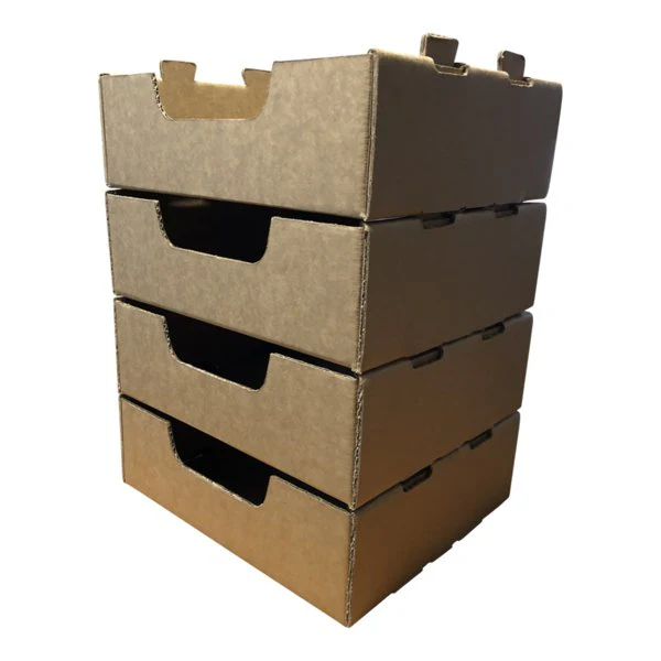 Small Heavy Duty Storage Box - Stackable Cardboard Catering and Storage Tray (One Piece Self Locking) - Image 6